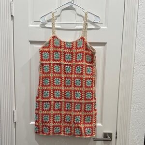 Aqua Multicolor Crochet Dress